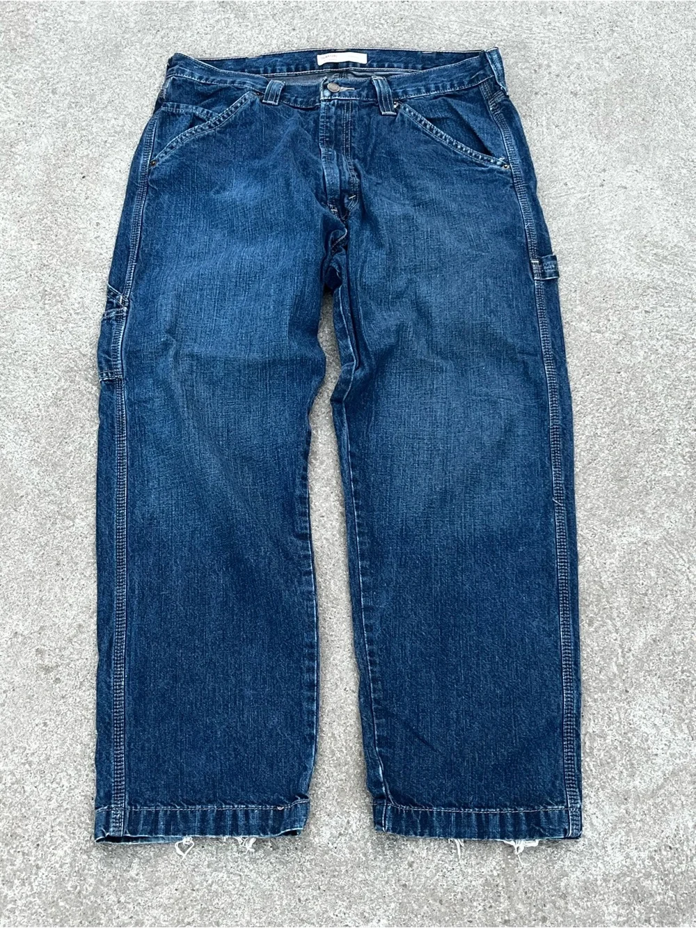 Men's Dark Blue Carpenter Jeans - Classic Straight Fit